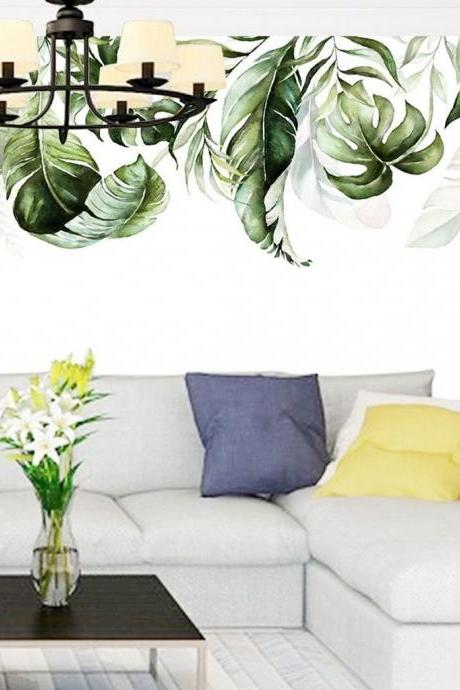 Tropical Plant Wall Decals Banana Leaf Decals Plant Leaf Wall Decals Pvc Waterproof Decorative Decals Tv Background Decals