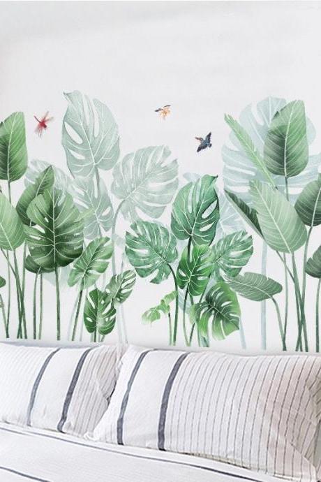 Green Art Wall Stickers, Tropical Plant Leaf Wall Stickers, Creative Decoration For Commercial Spaces And Homes