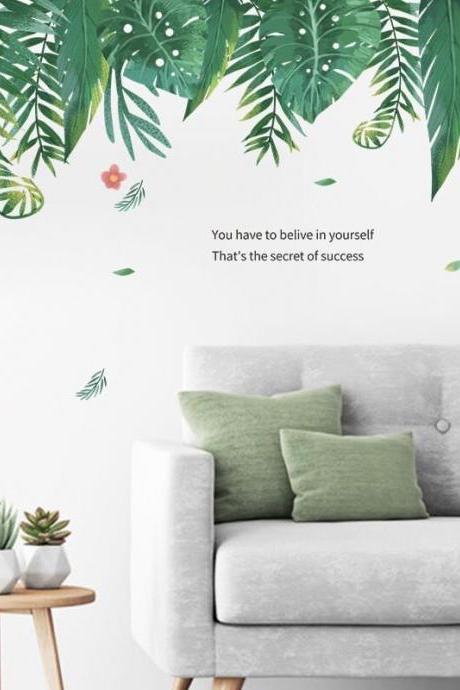 Green Leaf Wall Sticker Fresh Plant Wall Decal,leaves Decal Tropical Plants Leaves Wall Decal | Nordic Style Living Room Wall Stickers G796