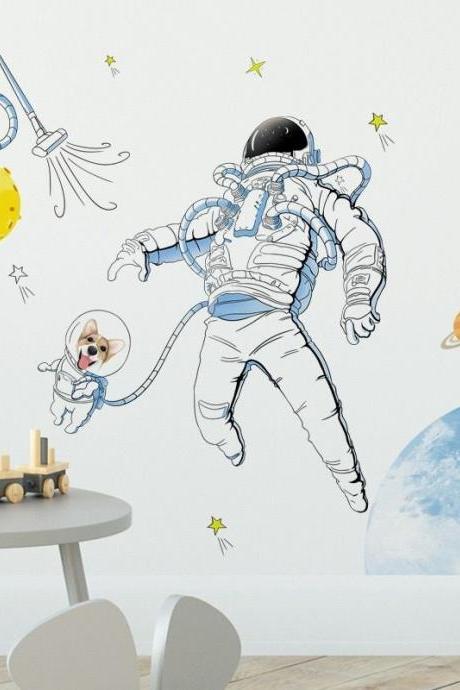Outer Space Wall Sticker Vinyl Childrens Bedroom Fun，astronaut Wall Stickers,wall Decal Living Room G551