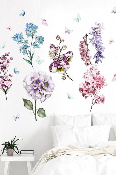 Plant Flowers Fresh Flower Wall Sticker Color Flower Wall Decals Door Bedroom Porch Wall Decoration Sticker Flower Garden Wall Decals G870