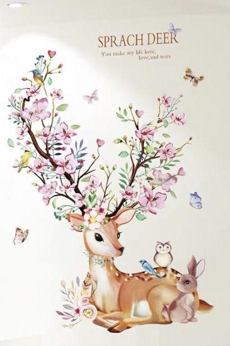 Elk Deer Stickers,animal Decals - Home Wallpaper - Nursery Removable Vinyl Wall Sticker,kids Wall Decor, Decorations Decal,boy Room G710