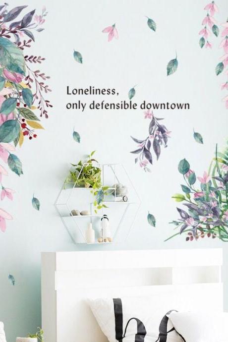 Colorful Plants, Flowers And Birds Wall Sticker Rural Ins Kicks Foot Line Door Bedroom Porch Wall Decal G187