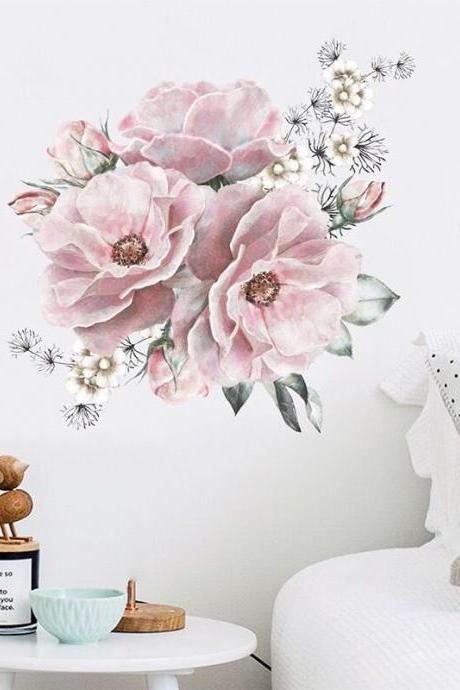 Large Peony Wall Decal,peony Wall Decal, Pink Peony Wall Decor, Pink Flower Decal Stickers, Floral Wall Decoration, Flower Wall Sticker