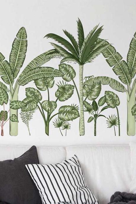 Wall Decal Fresh Green Leaf And Flowers Wall Stickers,plant Wall Sticker Plants Home Decoration Wallpaper G462