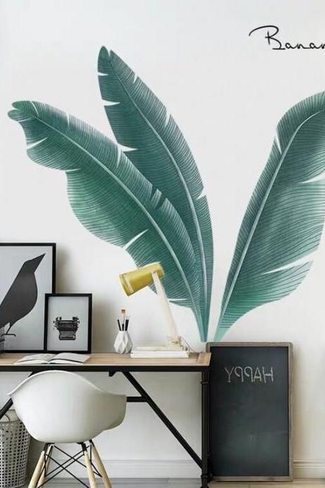 Bamboo Leaf Fresh Ins Warm Wall Sticker Green Plant Wall Decal,plant Wall Sticker Flower Wall Sticker, Living Room Stickers G442