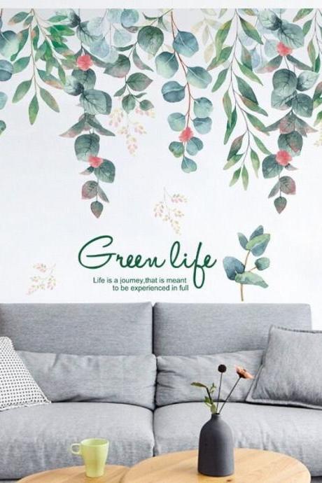 Large Decal Of Watercolor Plant Stickers - Leaves Wall Decals ,plant Wall Sticker ,flower Wall Sticker, Living Room Stickers G450
