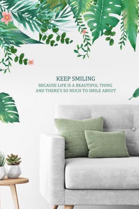 Tropical Plant Leaves Wall Stickers Wall Paste Top Corner Line Corner Sticker Home Wall Decal, Background Living Room Bedroom Decals G896
