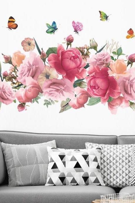 Plant Flower Wall Sticker，floral Wall Decals, Peony Wall Decals,watercolor Peony Wall Stickers Peel Living Room Wall Stickers G888