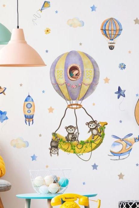 Children's Paradise, Air Balloon Shape Wall Stickers Balloons Vinyl Decal Nursery Kids Bedroom