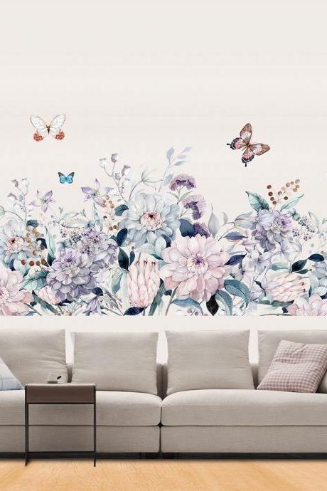 Plant Flower Wall Sticker，floral Wall Decals, Peony Wall Decals ， Watercolor Peony Wall Stickers Peel Living Room Wall Stickers G626