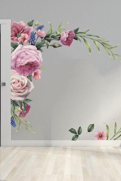 Large Peony Wall Decal,peony Wall Decal, Pink Peony Wall Decor, Pink Flower Decal Stickers, Floral Wall Decoration, Flower Wall Sticker G167