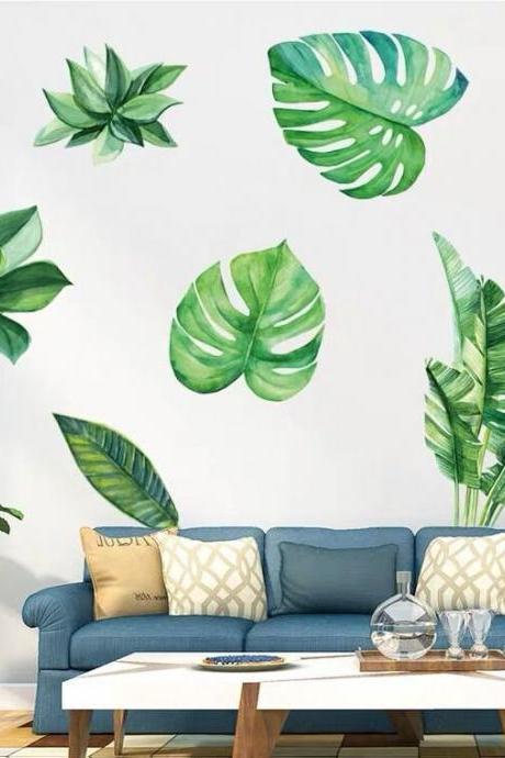 Bamboo Leaf Fresh Ins Warm Wall Sticker Green Plant Wall Decal,plant Wall Sticker Flower Wall Sticker, Living Room Stickers G562