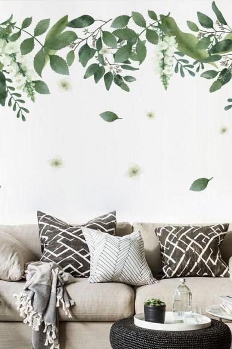 Water Colour Painting Leaves Wall Sticker Tropical Leaf Decal Monstera Plant Leaves Bed Room And Living Room - Water Colour Leaves Wall