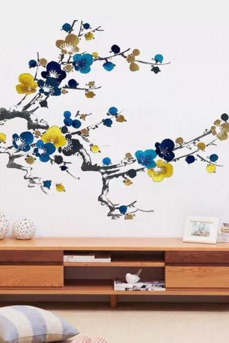 Chinese Wind Plum Blossom Wall Stickers Flower Wall Decal Branches Sitting Room Tv Background Wall Decal Creative Dining-room Adornment