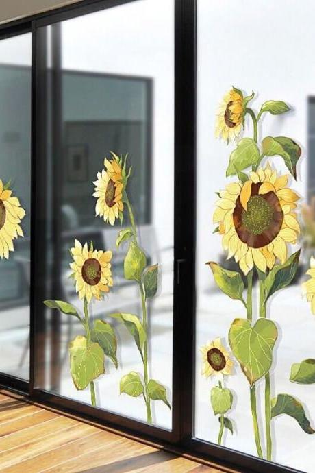Amazing Yellow Sunflowers Wall Stickers Bedroom Flowers Home Decor Girls Room House Decals Removable Murals Desk Decoration