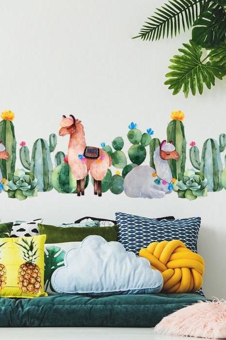 Desert Camel Wall Decal Camel And Cactus Decal Tropical Plant Sticker Living Room Bedroom Wall Decoration Decal Bathroom Glass Decal G877