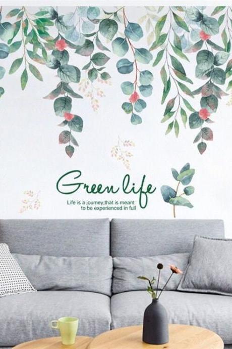Large Decal Of Watercolor Plant Stickers - Leaves Wall Decals ,plant Wall Sticker ,flower Wall Sticker, Living Room Stickers G293