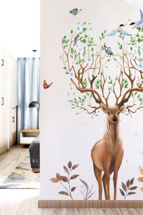 Elk Deer Stickers - Animal Decals - Home Wallpaper,nursery Removable Vinyl Wall Sticker,kids Wall Decor - Decorations Decal - Boy Room G213