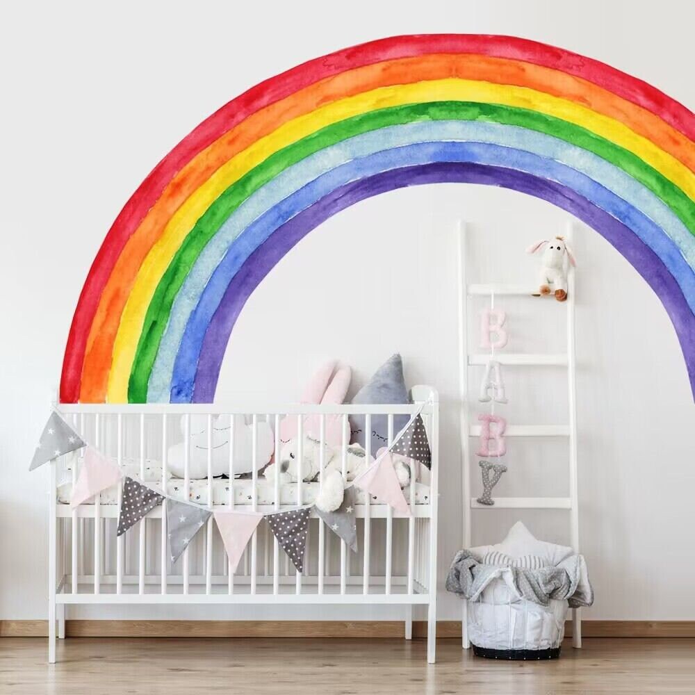 Large Rainbow Wall Decal, Watercolor Rainbow Decal,wall Sticker Rainbow ...