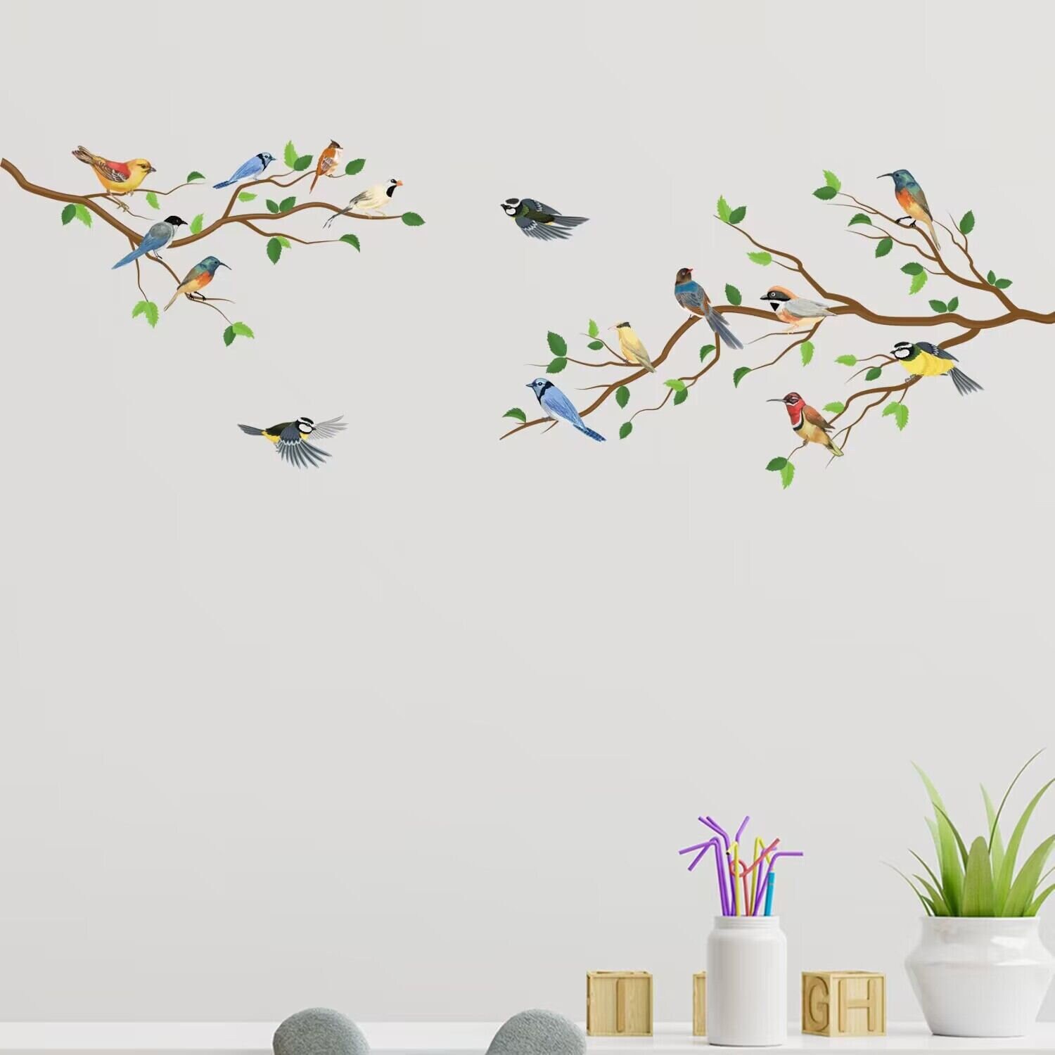 Branches And Birds Wall Decals Bird Stickers Plant Decals Leaves Wall ...