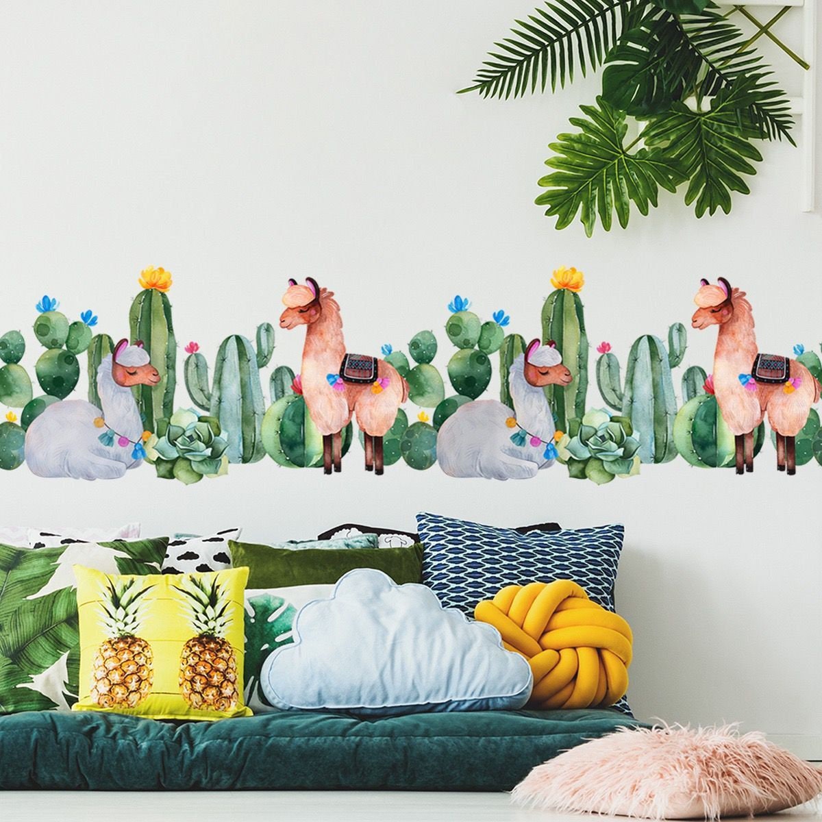 Desert Camel Wall Decal Camel And Cactus Decal Tropical Plant Sticker ...